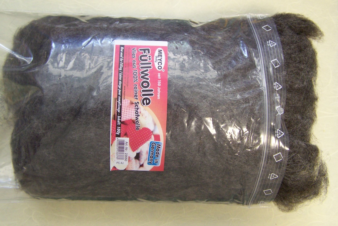 Füllwolle dunkelgrau-braun 100 g